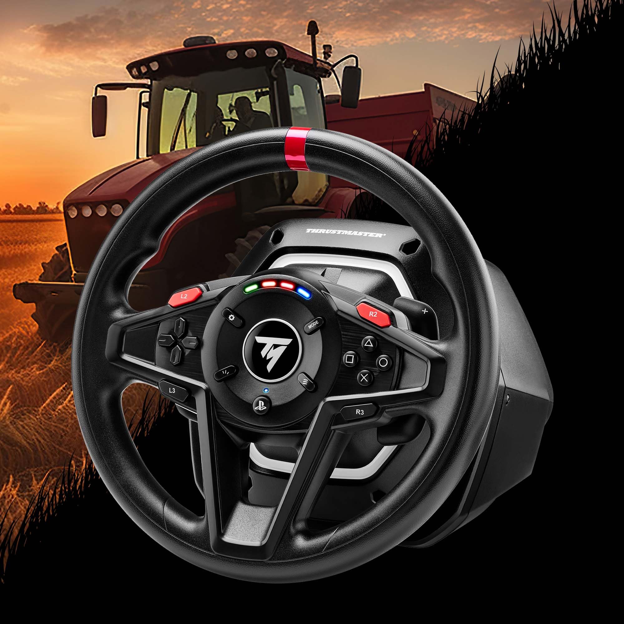Thrustmaster T128 SimTask Pack - Zestaw Kierownicy Farm/Trucking - PS5 i PC | Kierownica Force Feedback, pedały T2PM, uchwyt Steering Kit w pełni metalowy, regulowana pozycja, obrót 900°