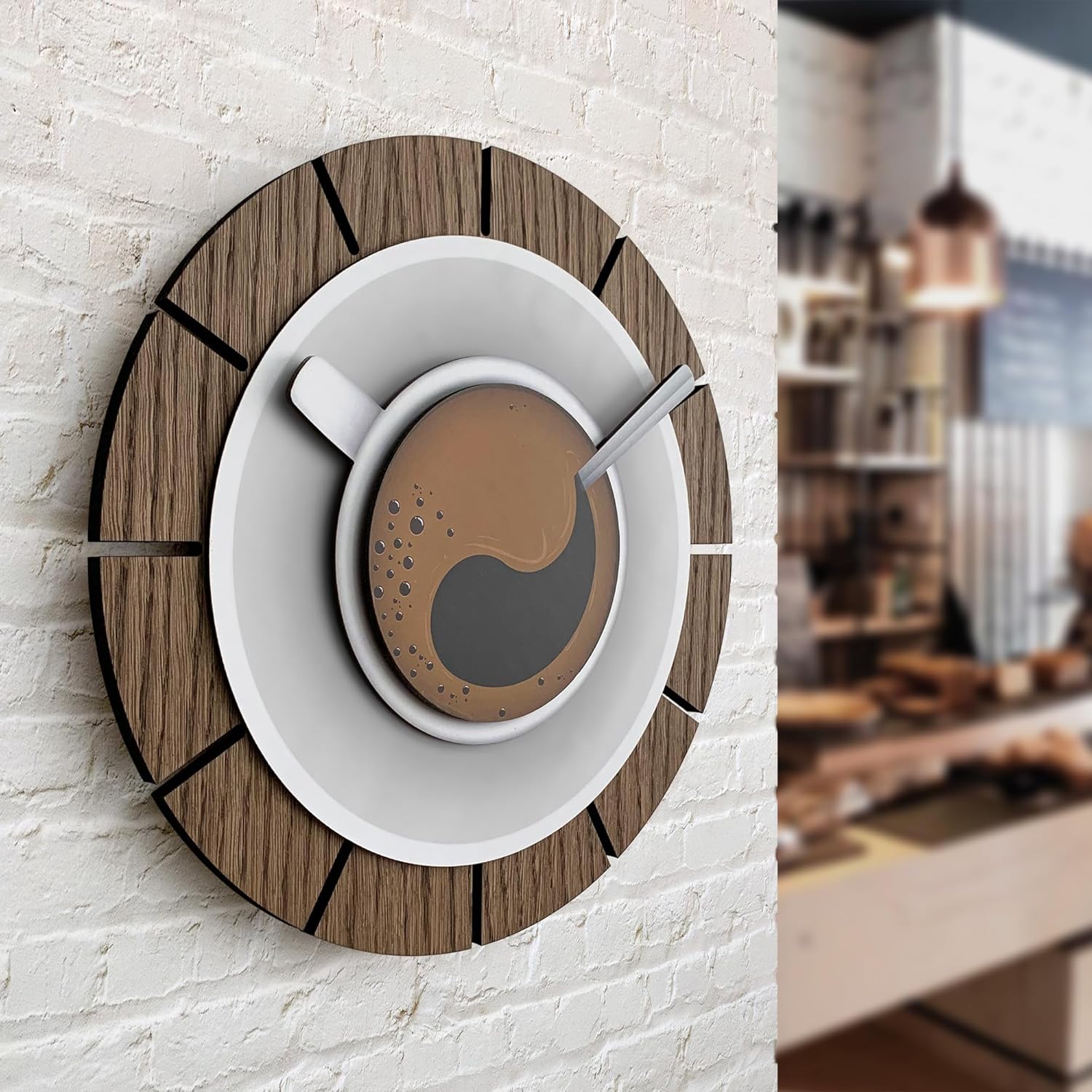 goodtime Coffee Cup Wall Clock, White & Brown Wall Decor, Modern, Silent Clock, Coffee Time Clock, 11.5 inches, Coffee Theme, Quartz Mechanism, Unique Decorative Kitchen Gift for Men and Women