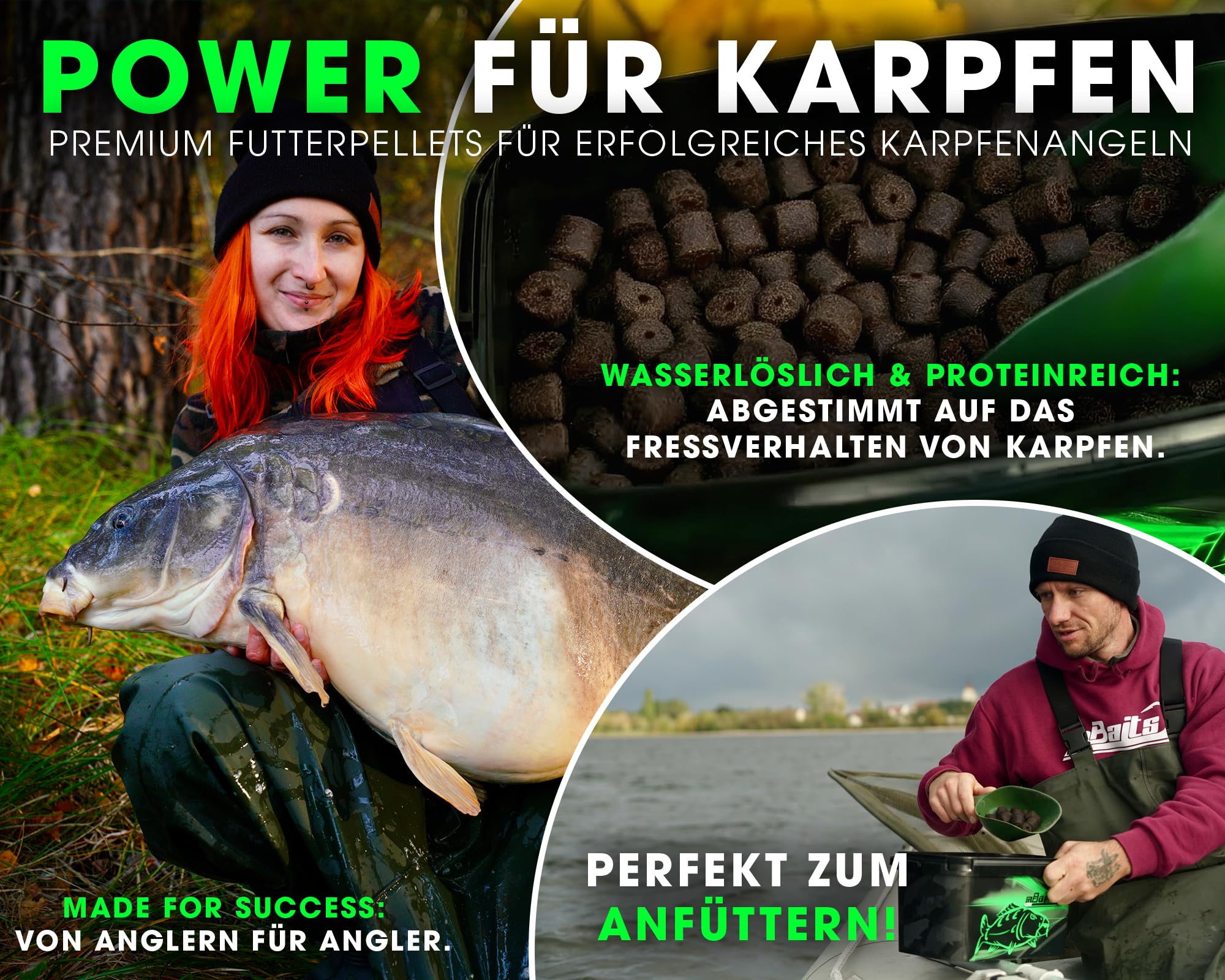 Magic Baits Dark Halibut Pellets gelocht, 10kg, 14mm
