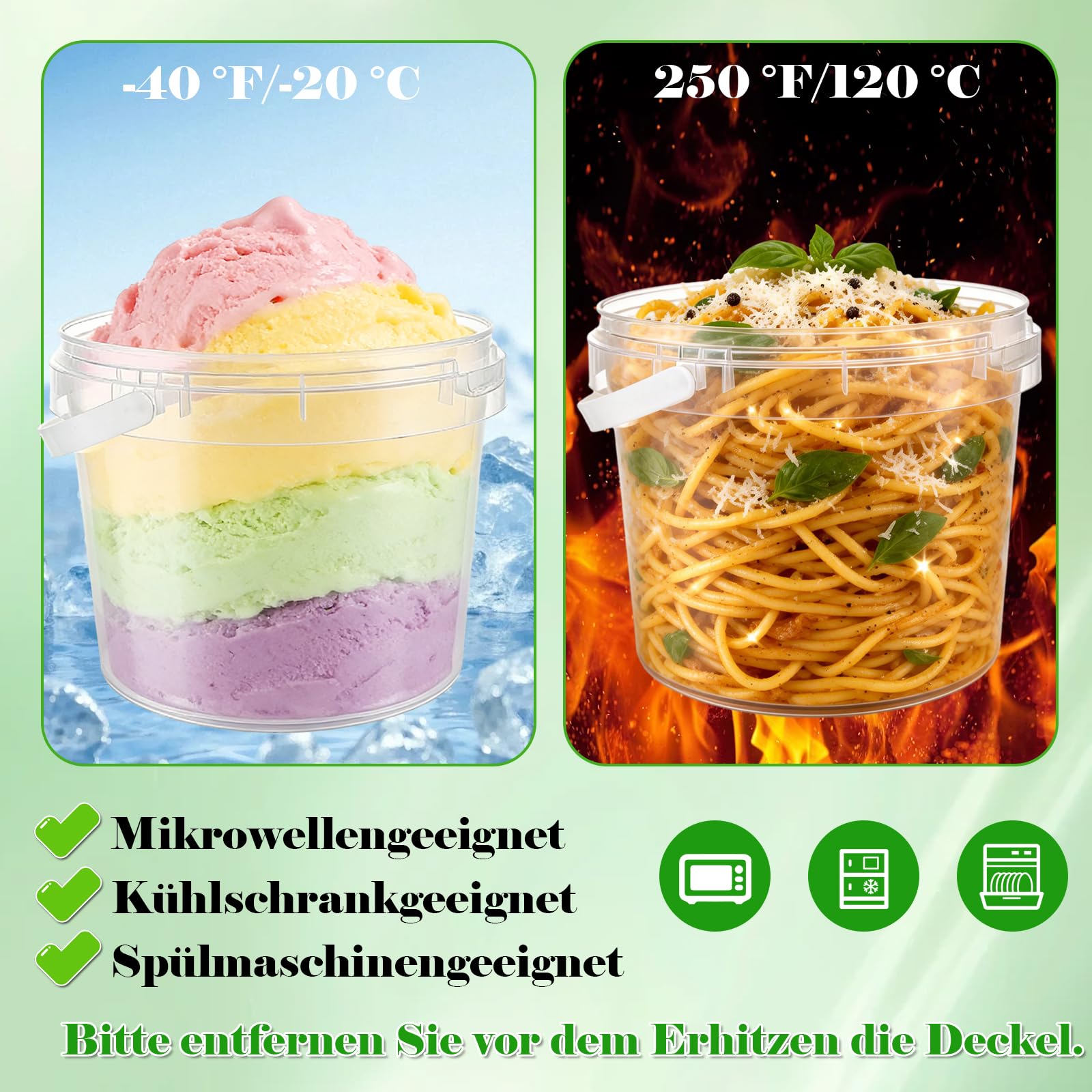 10 cubos con tapa de 5 l, cubos de plástico transparentes con tapa, cubos pequeños aptos para alimentos, recipientes de plástico reutilizables, caja de plástico