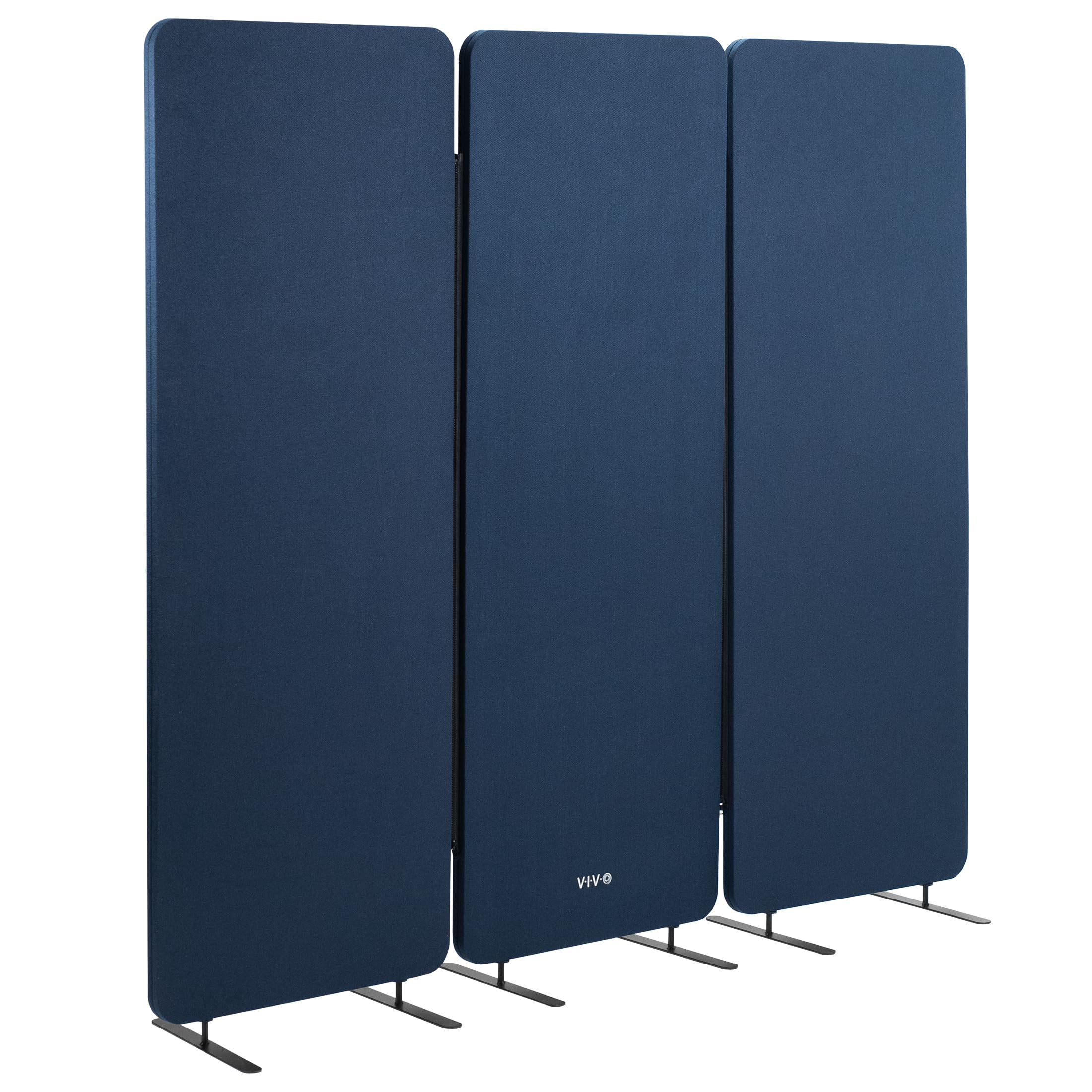 VIVO Freestanding 72 x 66 inch Privacy Panel, Cubicle Divider, Acoustic Wall Partition, x3 24 inch Panels, Navy Blue, PP-3-T072NB