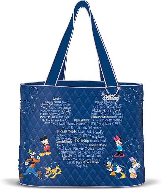 'Forever Disney Friends' Tote Bag Officially licensed Mickey Mouse tote bag with Disney art on both sides and a 'Disney' logo charm. Available only from The Bradford Exchange!