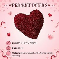 Vista 3 de Fun Express Almohada en forma de corazón de 14 pulgadas, almohadas de felpilla suave para decoración del día de San Valentín, almohadas decorativas