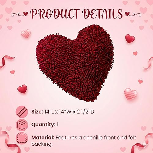 Miniatura 3 de Fun Express Almohada de felpilla en forma de corazón, 14 pulgadas, decoración del hogar para el día de San Valentín, para Navidad, San Valentín para