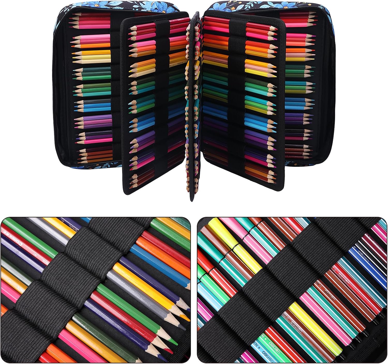 Coloring Pencil Case 220 Slots Pencils/Gel Pens Organizer Waterproof Travel Case Zipper Carrying Portable Pencil Markers Pen Holder Bag for Painter Writers