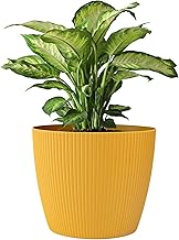 KONZEPT Blumentopf 5,2 l, gerillte Struktur 22 cm, Übertöpfe für Zimmerpflanzen aus Kunststoff ideal für Wohnzimmer, Küche und Balkon