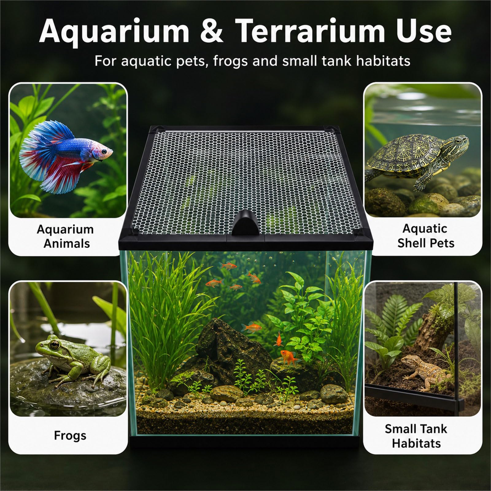 Couvercle magnétique pour Aquarium,Couverture Anti-Saut D'Aquarium,Écran D'aquarium Couvercle Supérieur Filets Anti-évasion,Découpable,pour Domicile,Bureau,Hall,Voyage,Animaleries