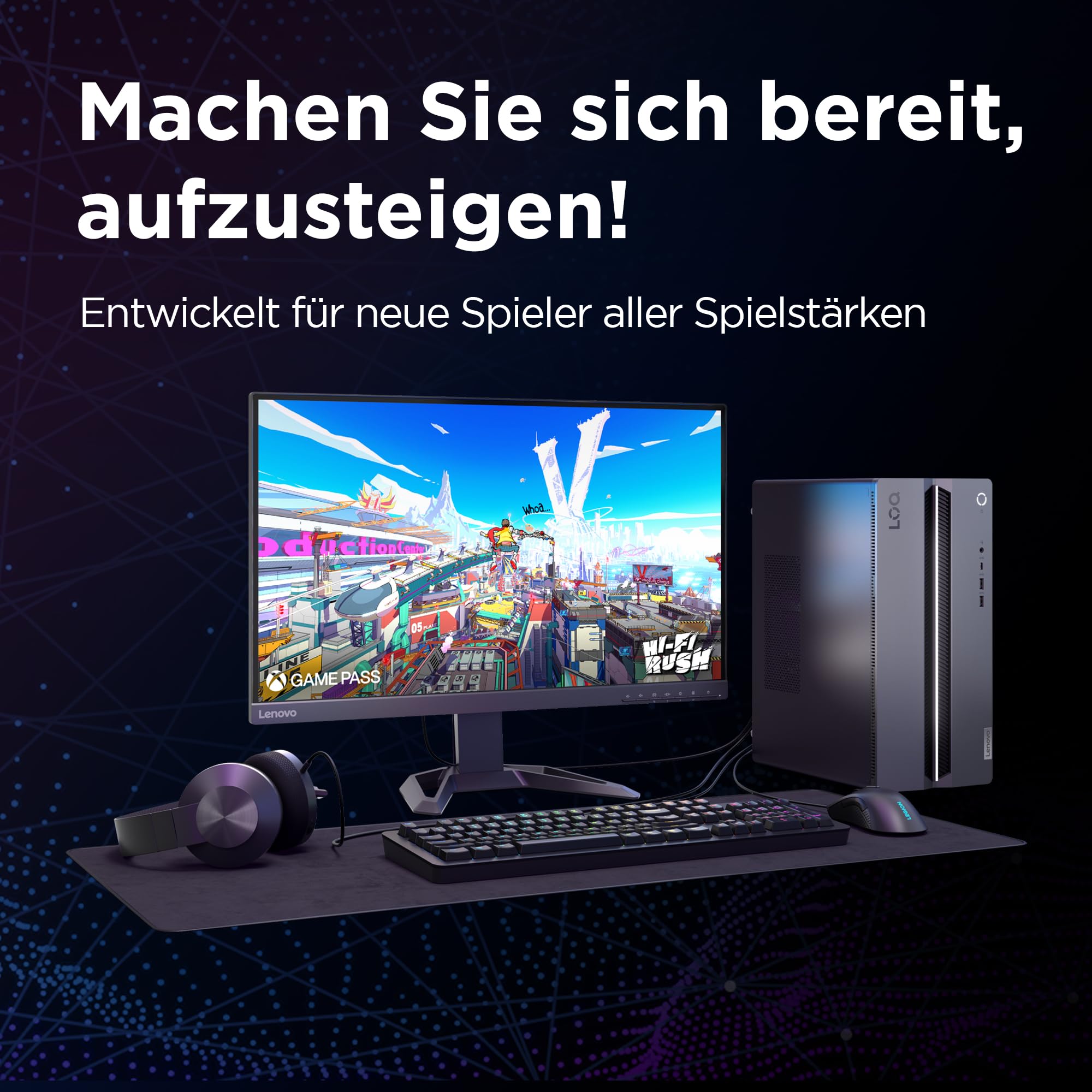 Lenovo LOQ Tower Gaming Desktop-PC | NVIDIA GeForce RTX 4060 | Intel Core i5-14400F | 16GB RAM | 1TB SSD | Windows 11 | Luna Grau - Raven Schwarz Gehäuse | 17L | 3 Monate GamePass
