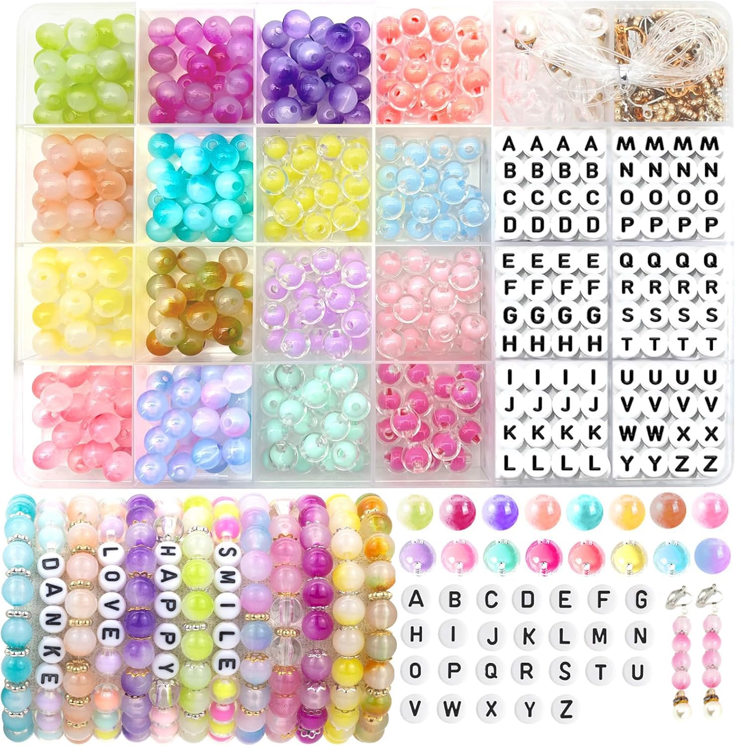 FZIIVQU 6100 Pièces perles pour bracelet, 24 couleurs de perles pour