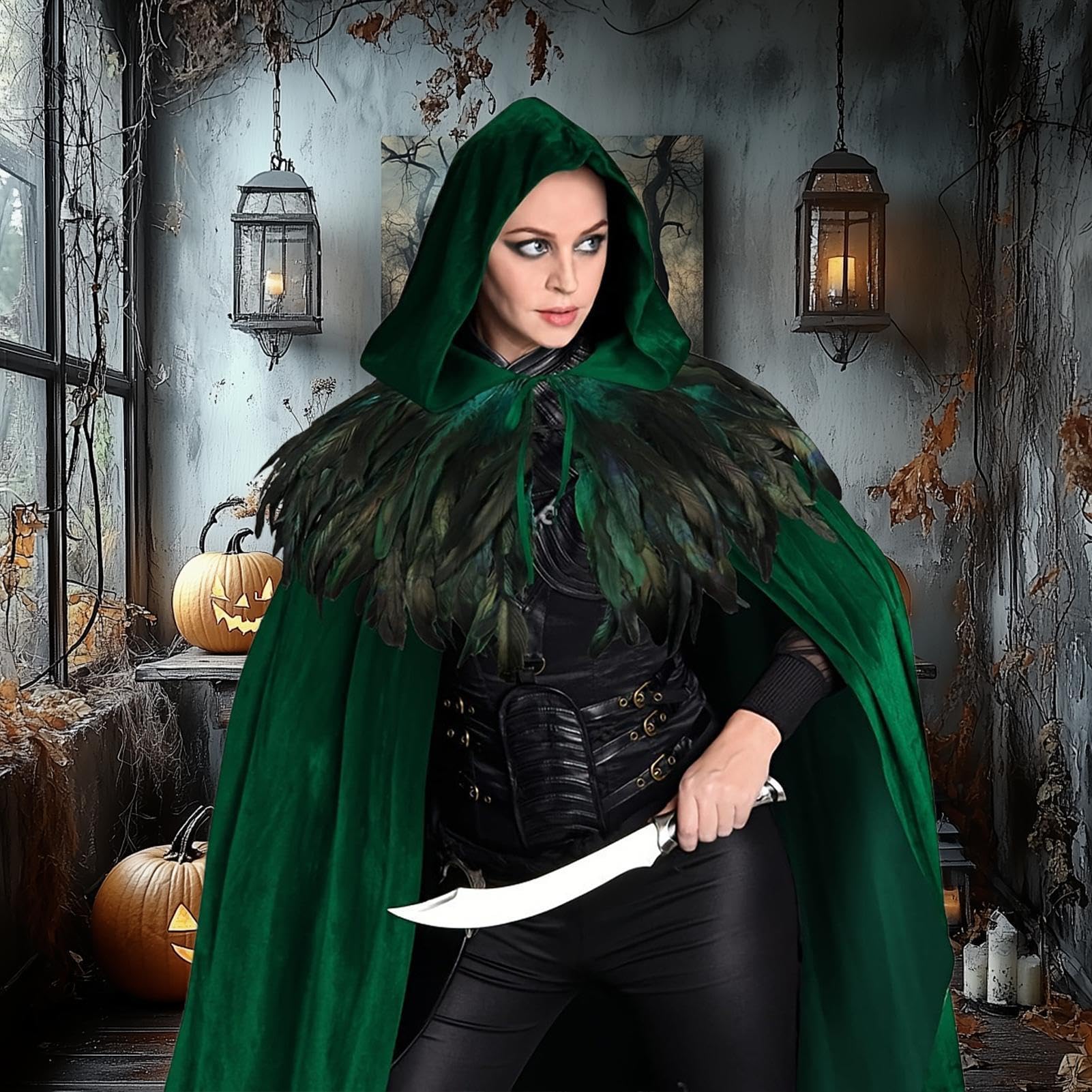 Herren Kapuzenumhang Unisex langes Gewand Halloween Kostüm Requisite