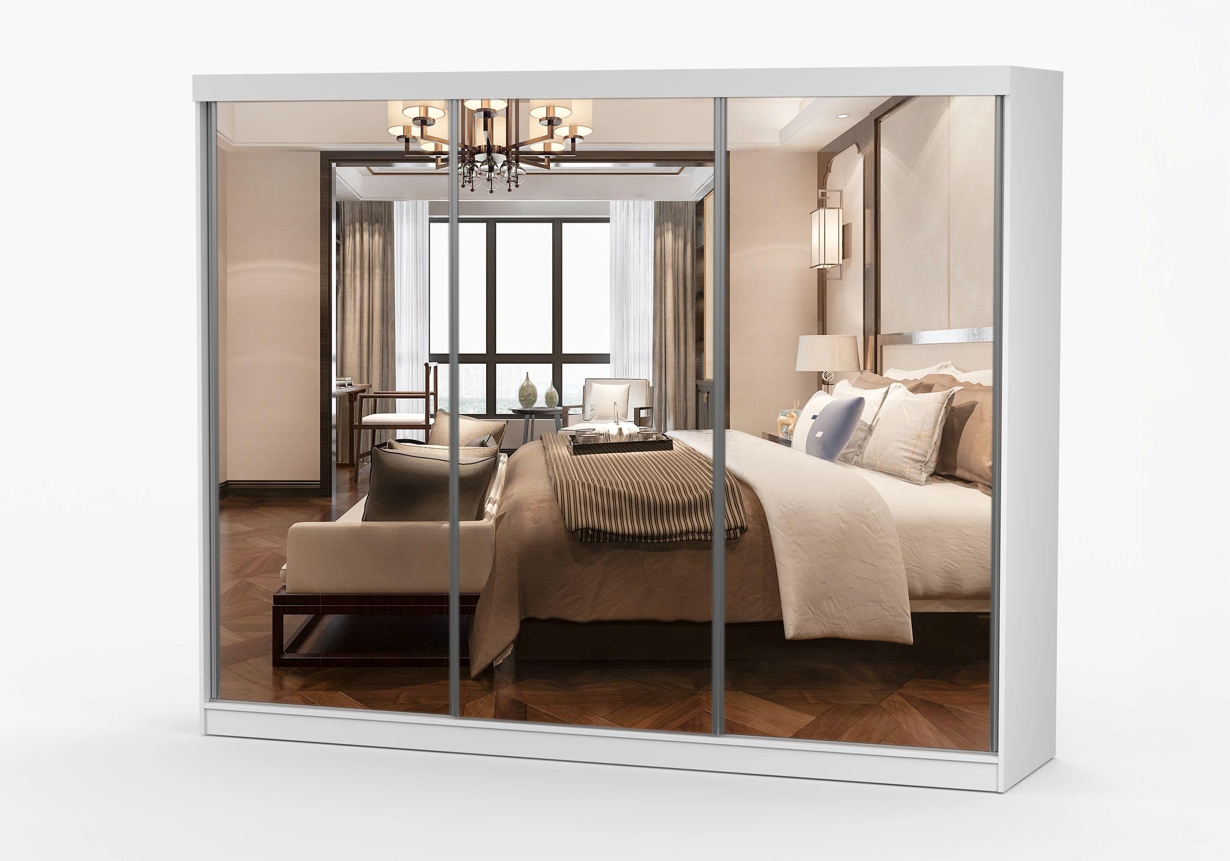 Fabryka Mebli Idźczak Kleiderschrank mit Spiegel - Schwebetürenschrank - Schlafzimmerschrank - 64 x 250 x 215 cm - Wohnzimmerschrank - Garderobenschrank, Schrank mit Zwei Türen, modern - Imoebel24