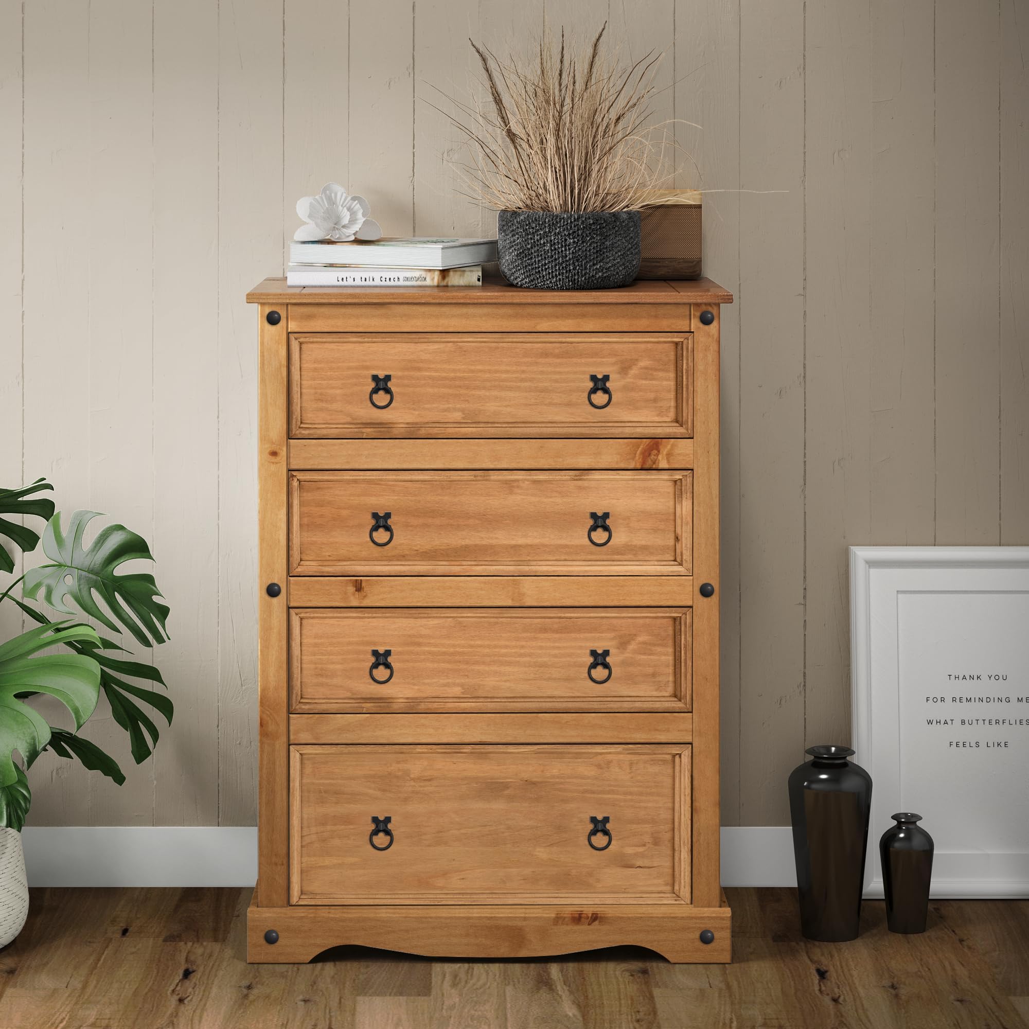 Corona Furniture Corona 4 Drawer Bedside Table Cabinet : Amazon.co.uk ...