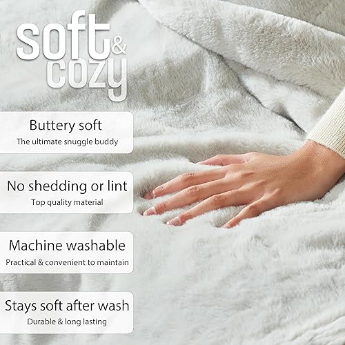 Miniatura 3 de Manta de piel sintética  Manta de felpa acogedora de doble cara para sofá, cama, silla, funcional y elegante para todas las estaciones, suave y