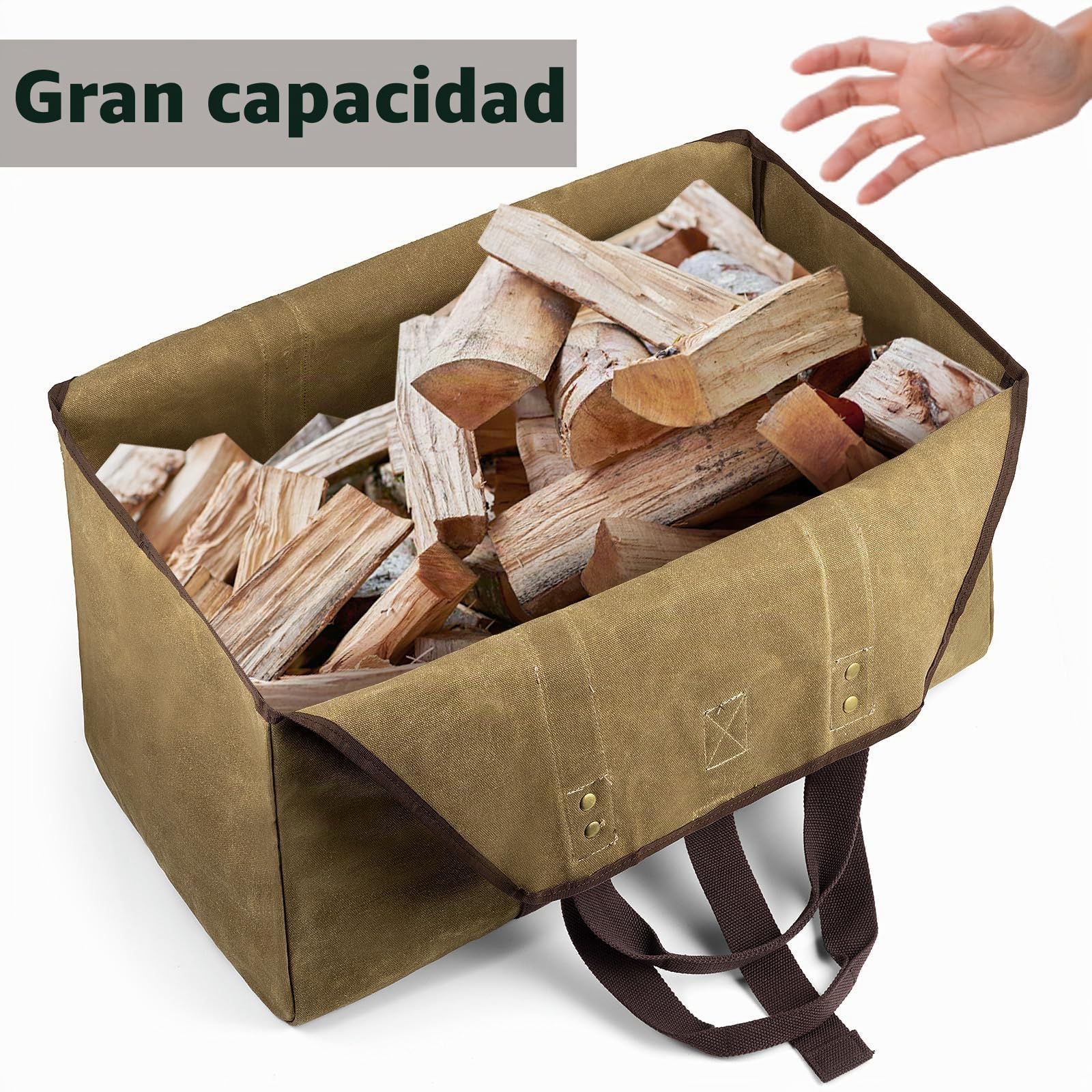 BONTHEE Cesta para leña Extragrande de Lona con 2 Asas