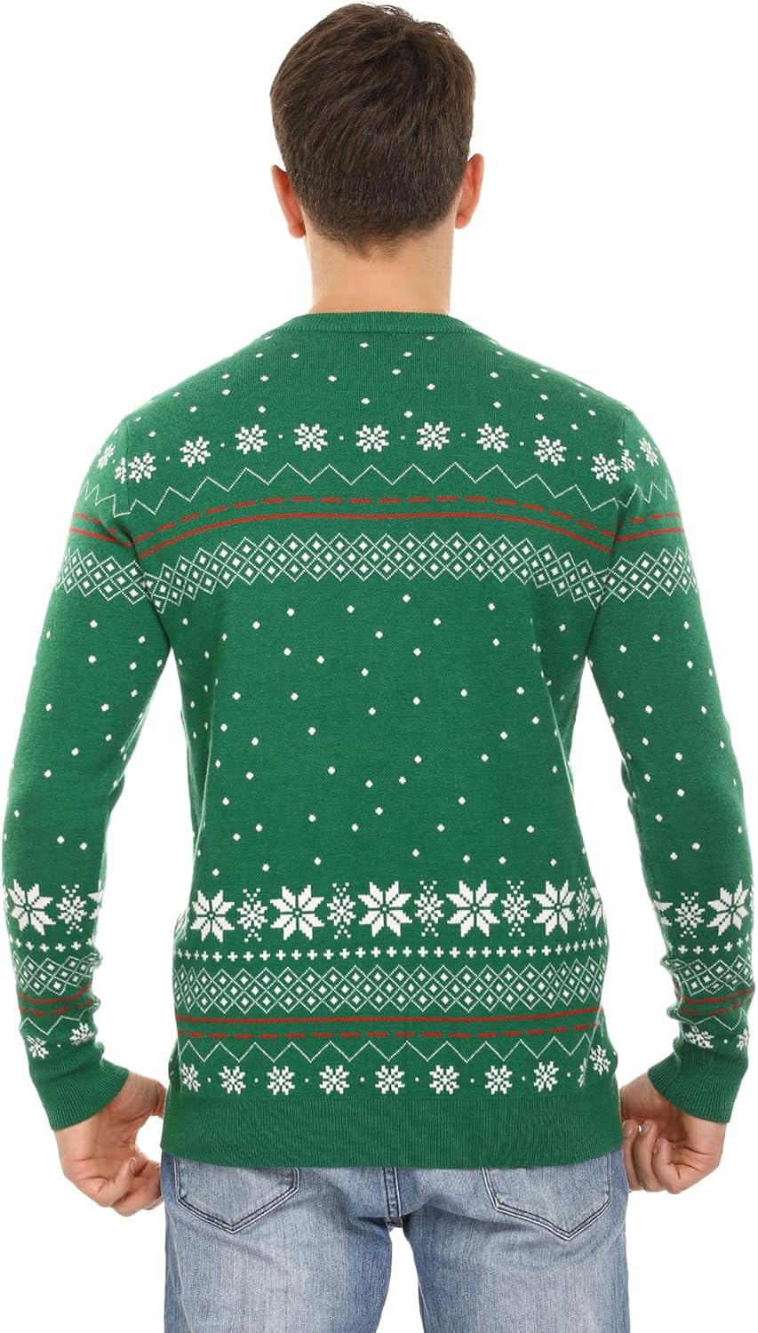 Aiboria Matching Family Ugly Christmas Reindeer Snowflakes Sweater Pullover for Women/Men/Boys/Girls