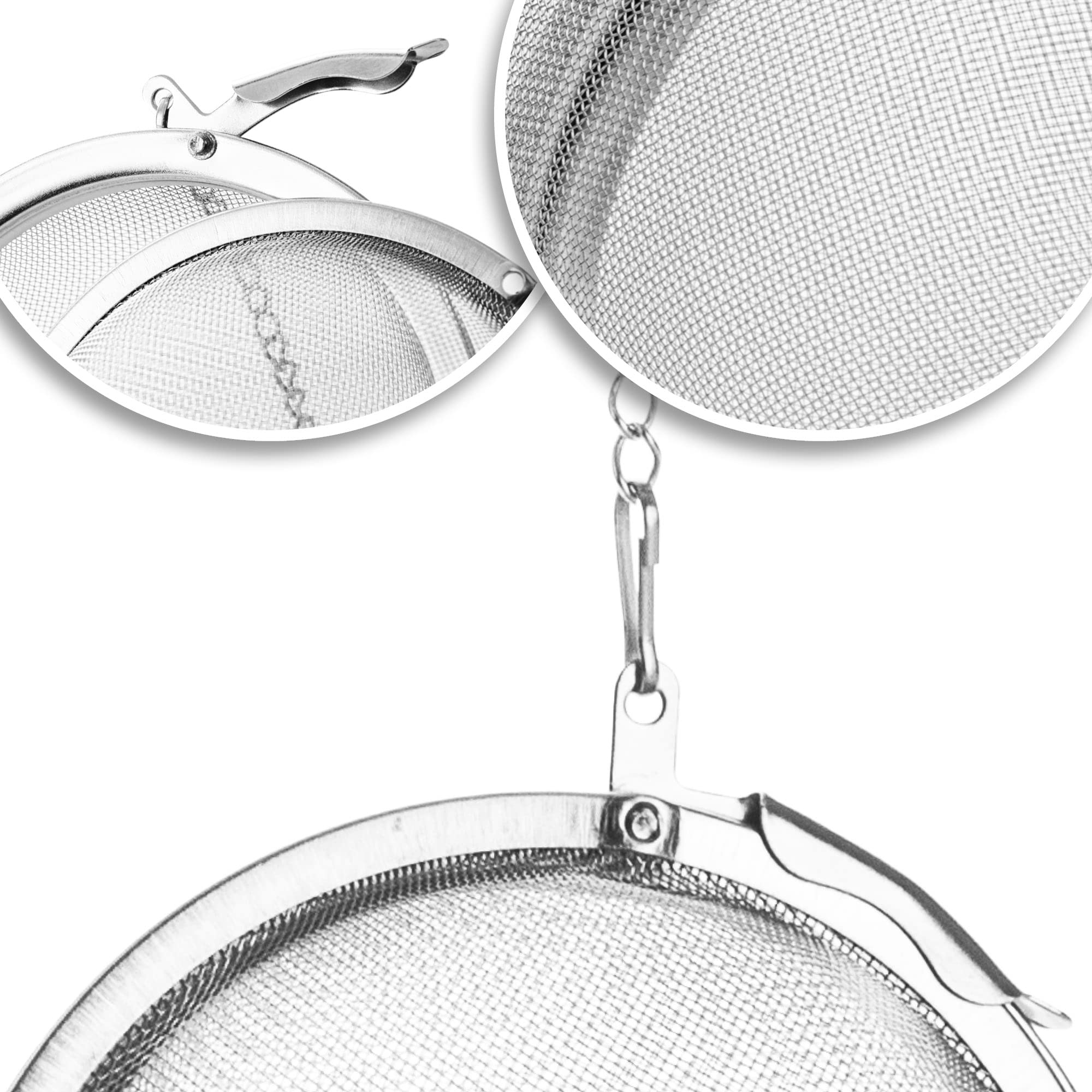 COM-FOUR 2x Colador de té de acero inoxidable 304 - Infusor grande para té suelto, hierbas y especias (2 piezas, 7,5 cm Ø)