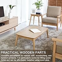 Vista 5 de uxcell 60 tapones de madera de cabeza plana, tapón de tornillo de botón de madera de 3/8 pulgadas, tapones de madera para agujeros de tornillo