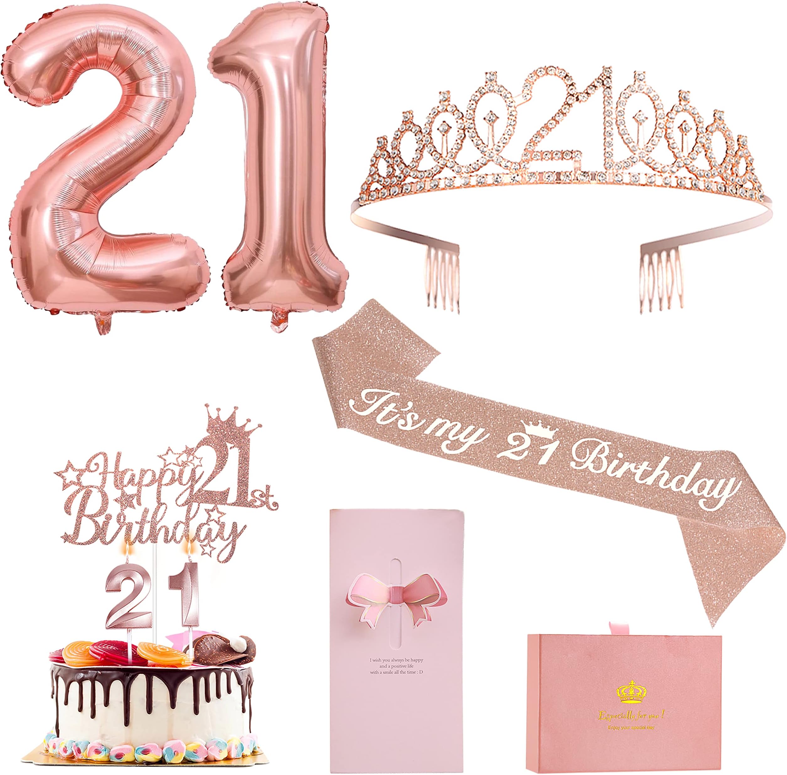 21st Birthday Decorations For Her Include Glittery 21st Birthday Sash Black and 21st
