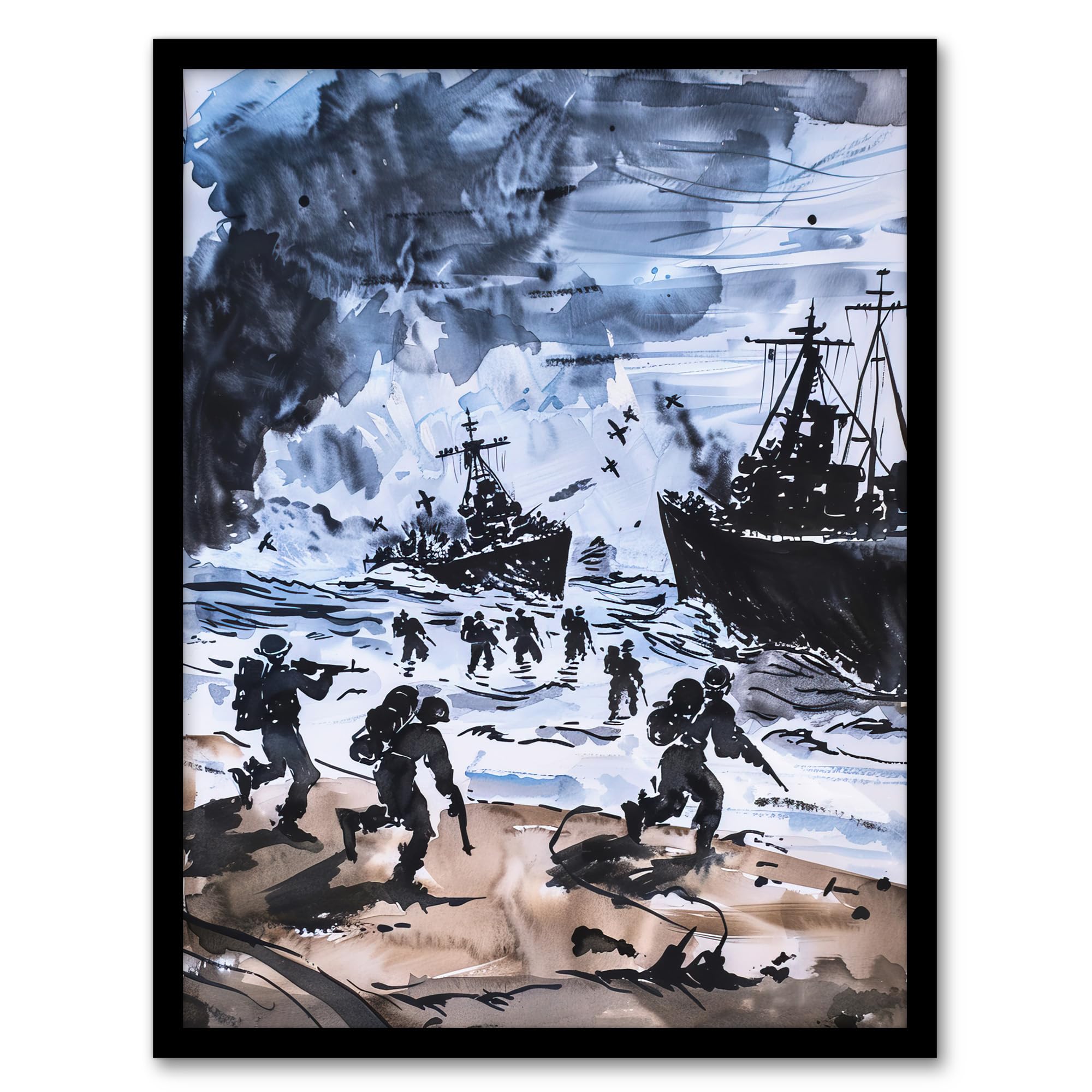 Artery8 D Day Normandy Landing 1944 Wwii Watercolour Wall Art PrintA4 Size from B&Q