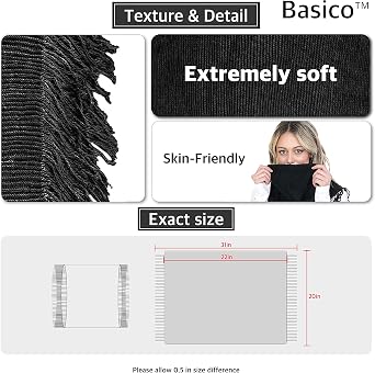BASICO Winter Infinity Scarfs for Women Warm Knit Plaid Infinity Scarf Circle Loop Scarves