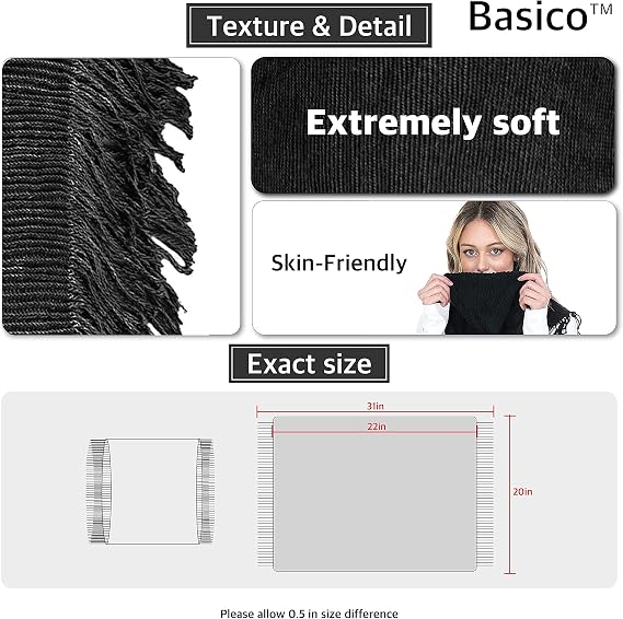 BASICO Winter Infinity Scarfs for Women Warm Knit Plaid Infinity Scarf Circle Loop Scarves