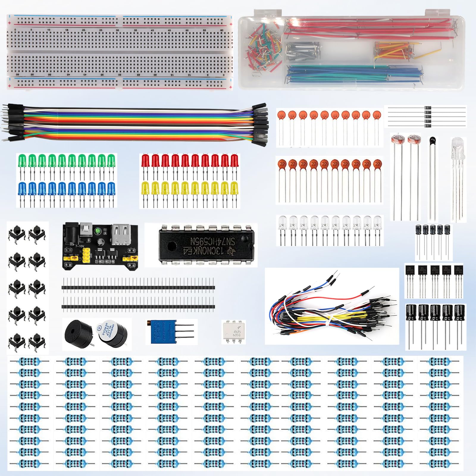 All In 830 - Starter Kit Elettronica Per Arduino Con Breadboard, Alimentatore E Oltre 300 Componenti