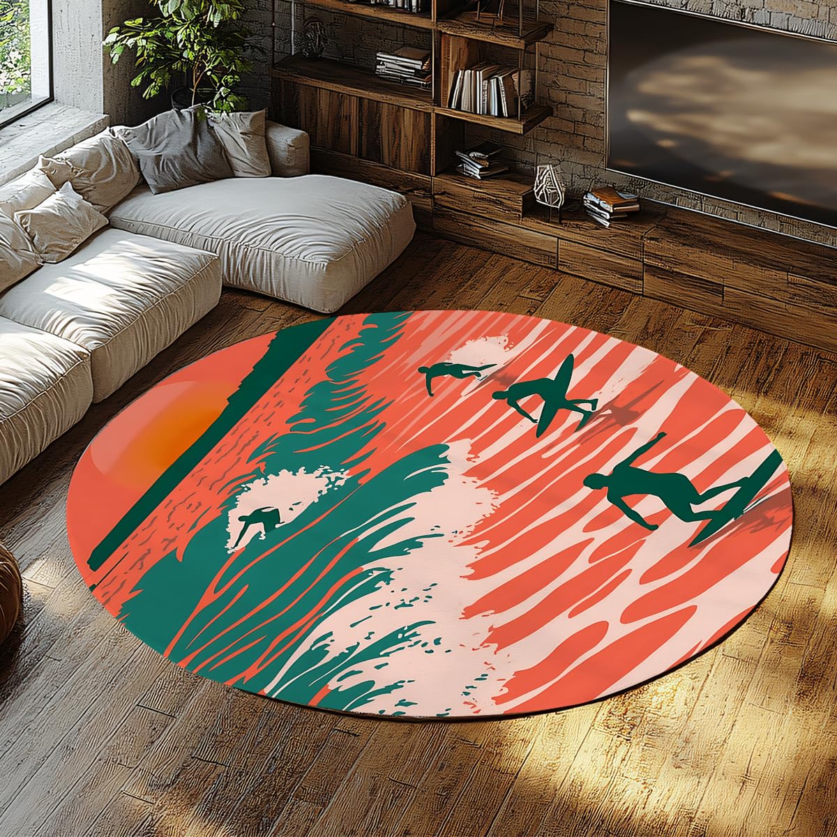 Tapis de sol surf rétro orange pour réveiller la déco d'une chambre