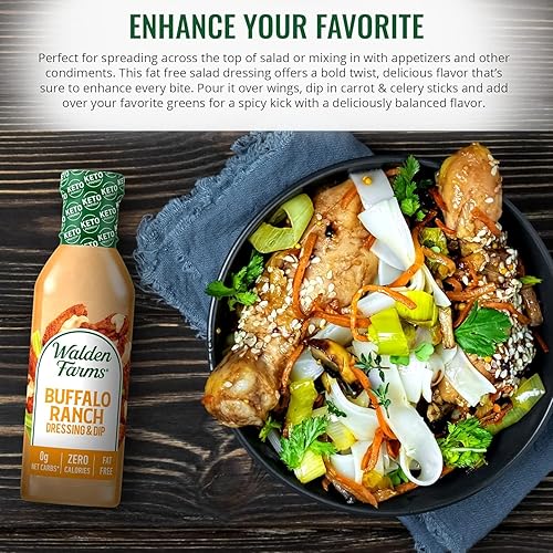 Miniatura 3 de Walden Farms Buffalo Ranch - Aderezo de 12 onzas. Botella de sabor cremoso y picante, fresco y delicioso, 0.00 oz de carbohidratos netos, condimento
