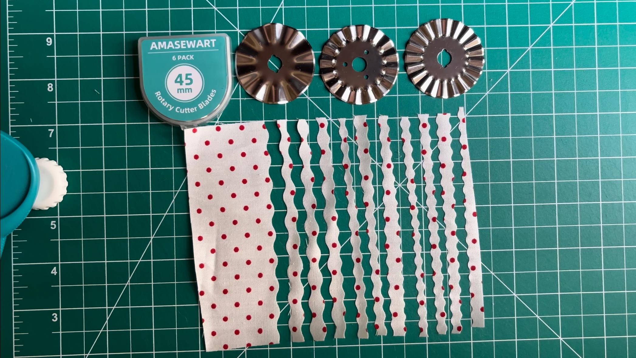 AMASEWART 6 Pack 45mm Pinking Rotary Cutter Blades, Wave Rotary Blades, Decorative Rotary Blades for Quilting,Sewing and Arts & Crafts AMASEWART 6 Pack 45mm Pinking Rotary Cutter Blades, Wave Rotary Blades, Decorative Rotary Blades for Quilting,Sewing and Arts & Crafts