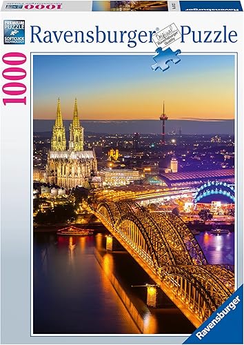 Ravensburger Rompecabezas de 1000 piezas de Cologne by Night para adultos y niños a partir de 14 años - Rompecabezas de ciudad Exclusivo de Tienda