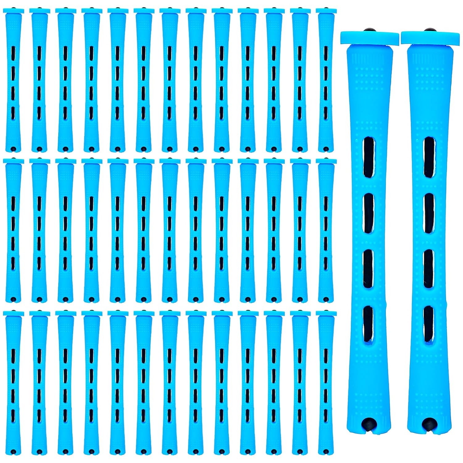 40PCS Curling Rods, Anti-Slip Small Perm Rods, Blue Plastic Cold Hair Rod for All Hair Types, Long Short Hairs, DIY Hairs Styling Tools (0.9cm/0.35in)