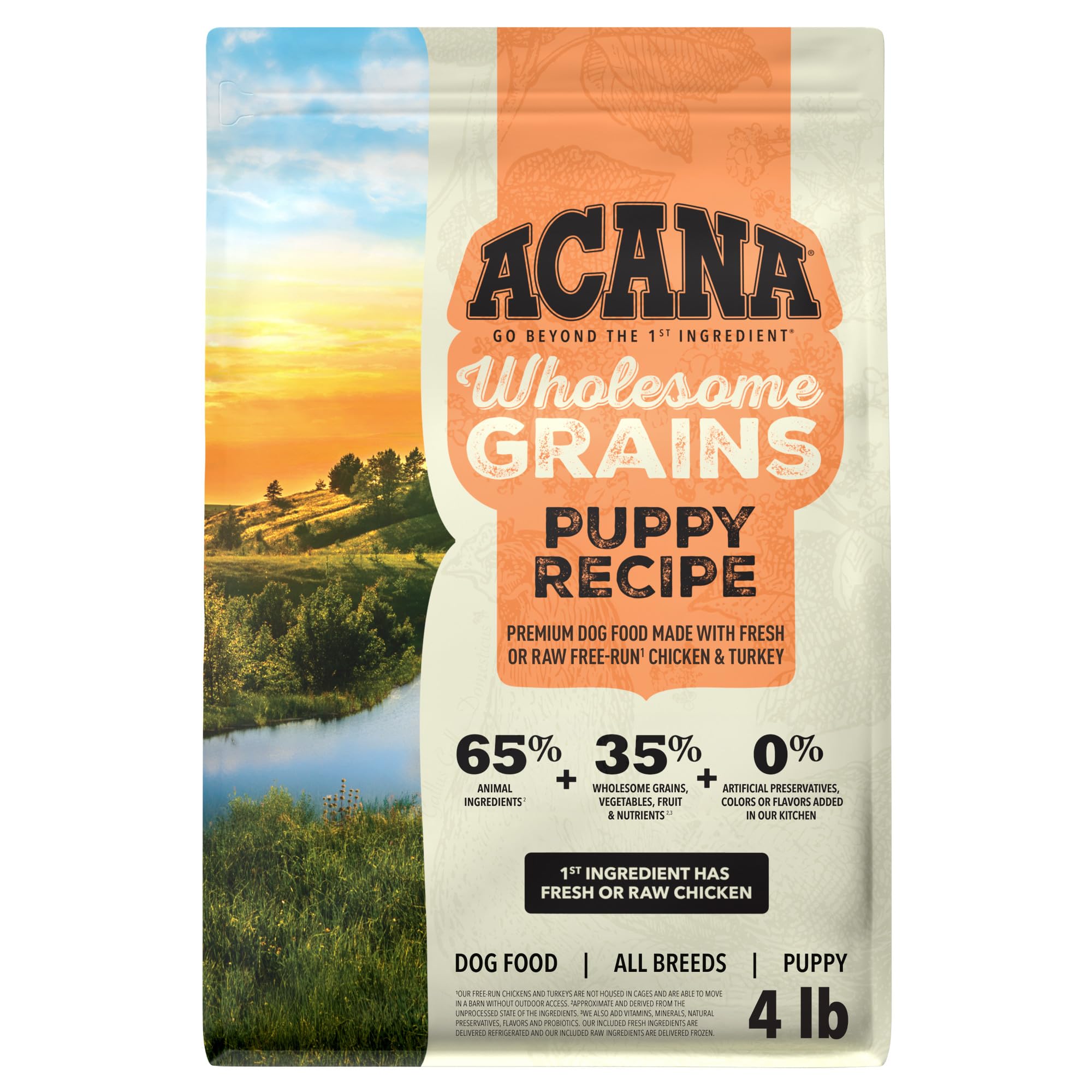 ACANA Wholesome Grains Dry Dog Food Puppy Recipe 4lb Bag