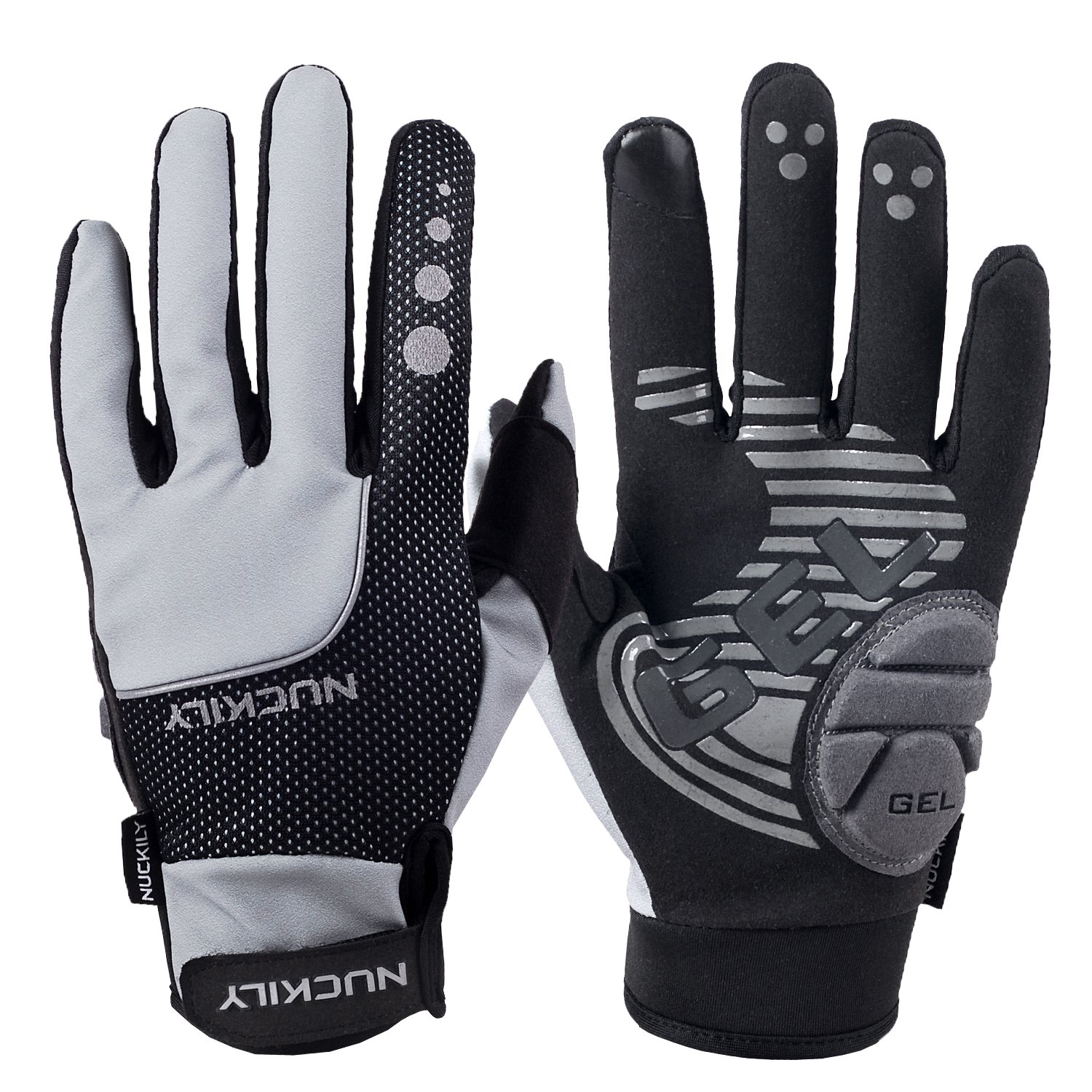 NUCKILY Guantes de ciclismo para hombre con pantalla táctil, forro polar térmico grueso, unisex, para deportes de invierno, bicicleta de montaña, antideslizantes, para pantalla táctil, guantes MTB