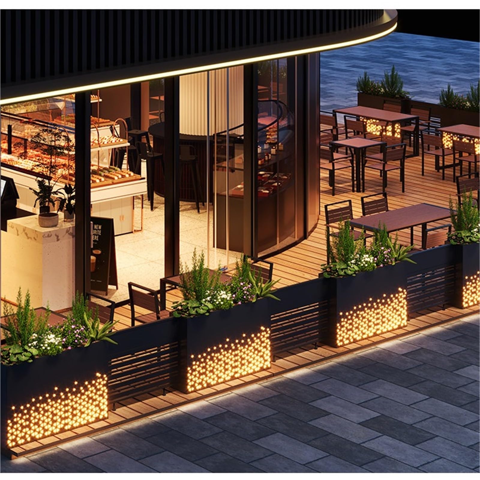 Macetero Valla de división empalmable Barandilla independiente Jardín | Adecuado for catering Tienda Diseño exterior del escaparate(Pequeño)