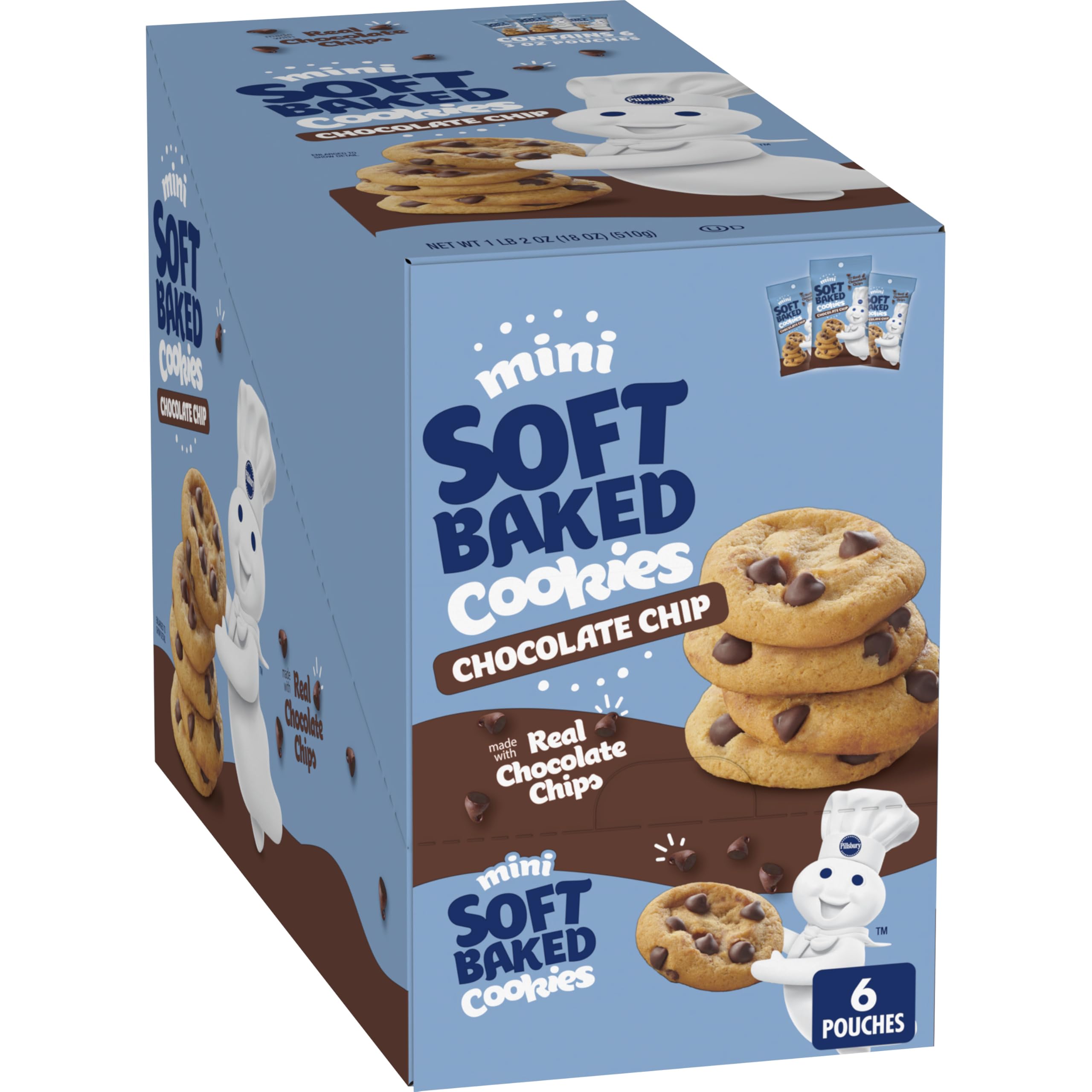 PillsburyMini Soft Baked Chocolate Chip Cookies, 3 Oz, 6 Count (Pack of 9)