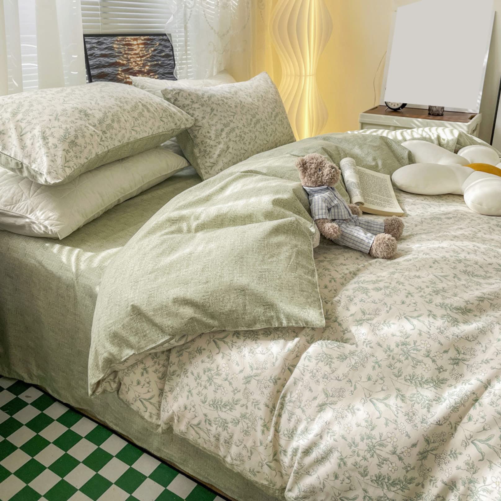 Housse de couette double satinée pour lit 2 personnes, parure douce style M4 200x230
