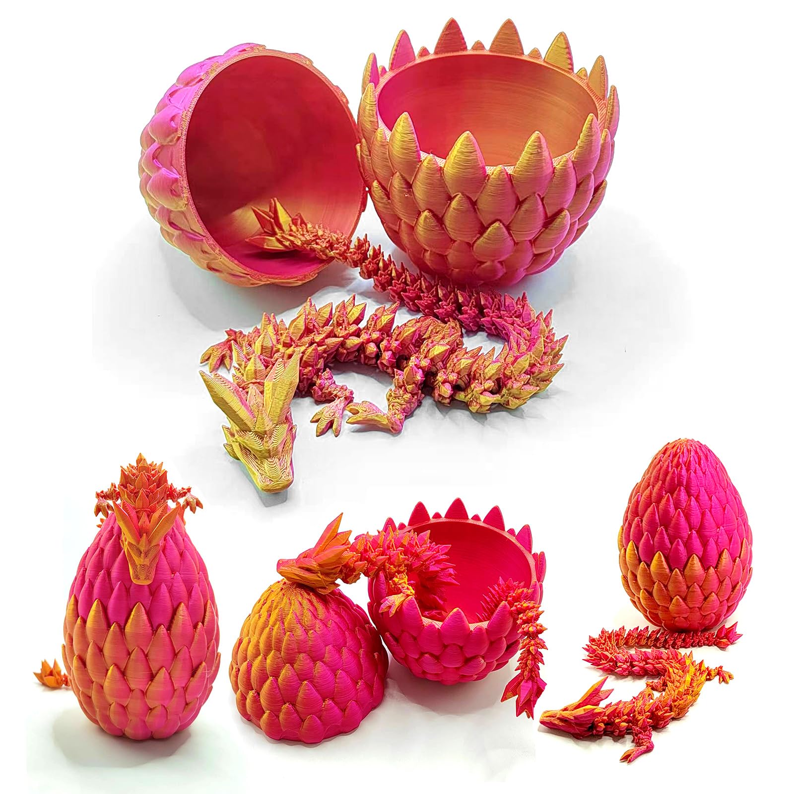 Easter Egg, Dragon Egg, Dragon Eggs with Dragon Inside, 12In Dragon Toy, 3D Printed Dragon Egg Fidget Toys, Dragon Easter Eggs Easter Basket Stuffers (Laser Red)