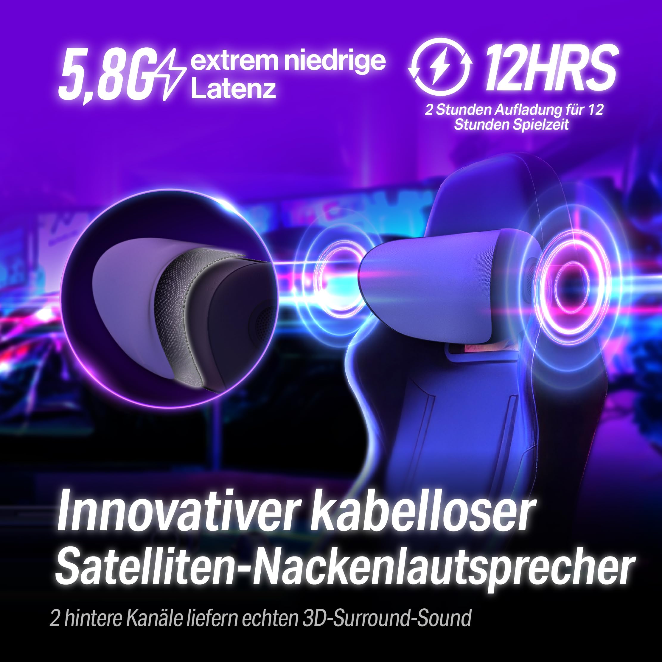 OXS Thunder Pro+ Gaming Soundbar mit Kabellosem Satelliten-Nackenlautsprecher, 7.1.2 Dolby Atmos Surround Sound System, Integriertem Woofer, App-Anpassung, RGB-Effekten, 3 Pro Gamer-Modi