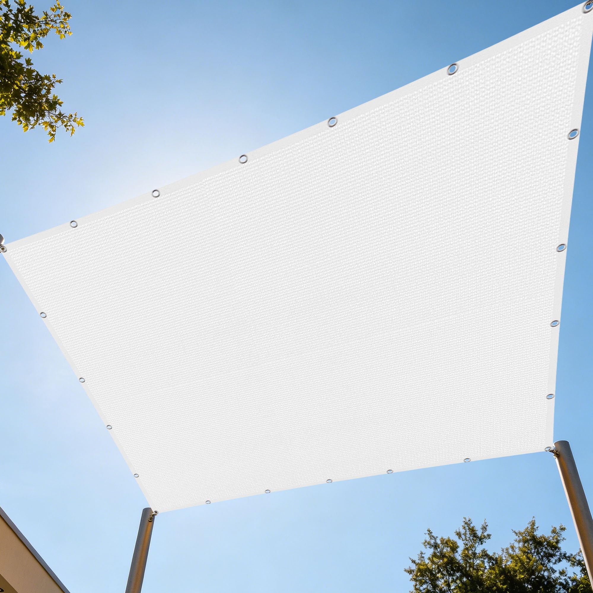 Toile d'ombrage blanche pour pergola et jardin 2,2 x 3,4 m avec œillets
