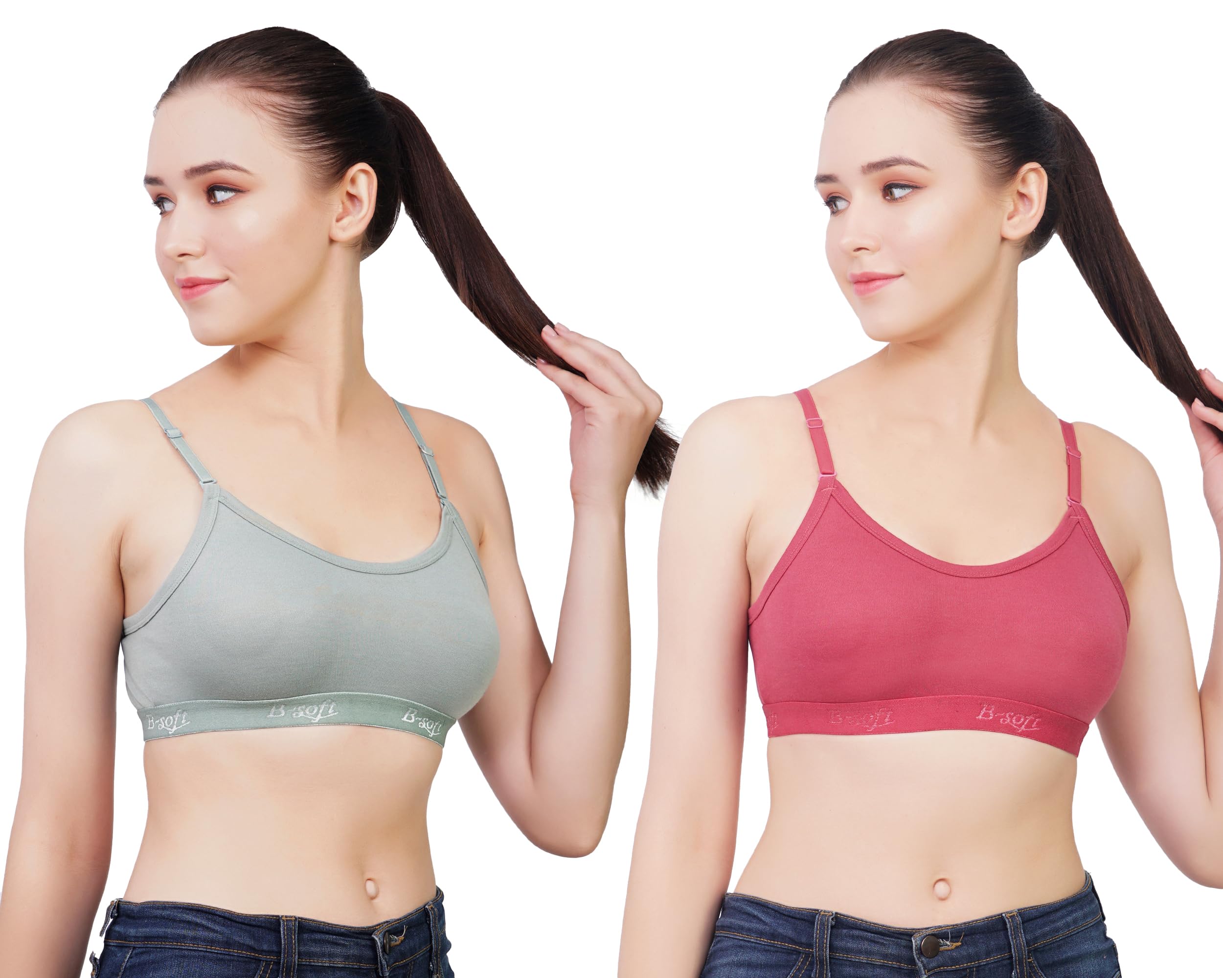 B-SOFTMedium Impact Sports Bra for Women | Daily Use | Non-Wired | Non-Padded | Seamless Bra | Full Coverage | Suitable for Gym,Yoga,Workout