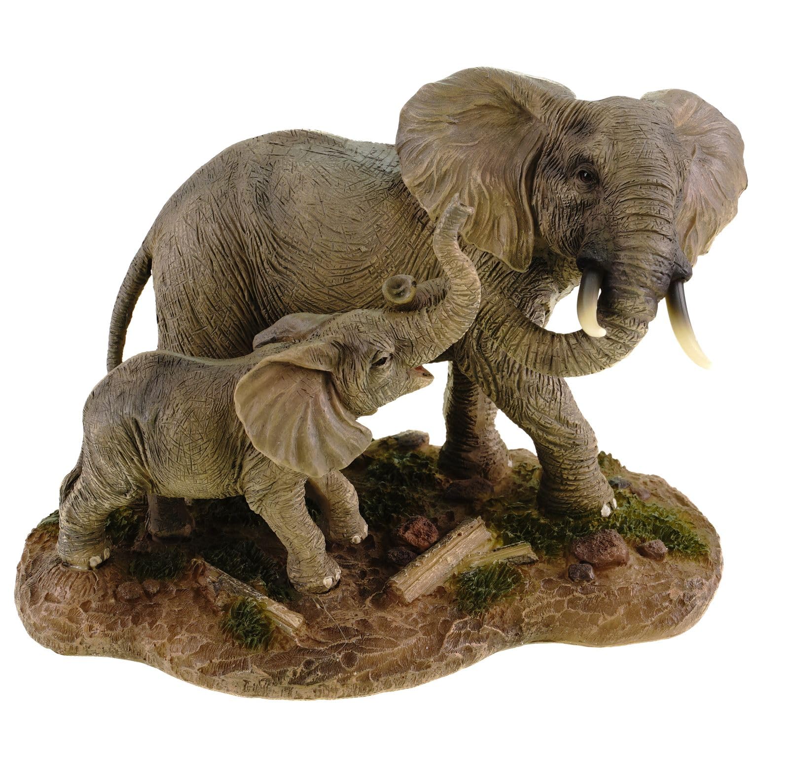 Kremers Schatzkiste Figura decorativa de elefante mamá con niño 16 cm para escena africana de pie