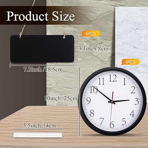 Miniatura 3 de 4 relojes de pared silenciosos de 10 pulgadas con pizarras y marcador, relojes redondos de múltiples zonas horarias a pilas para el hogar, cocina,