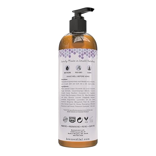 Miniatura 2 de Beessential Gel de baño y ducha natural, lavanda, sin sulfato con aceites esenciales para hombres y mujeres, 16 onzas