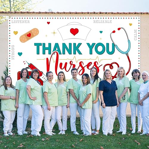 Miniatura 6 de Tudomro Decoración de fiesta de enfermera, pancarta de fondo con temática de enfermería, ideal para el día del médico, fiesta de graduación de