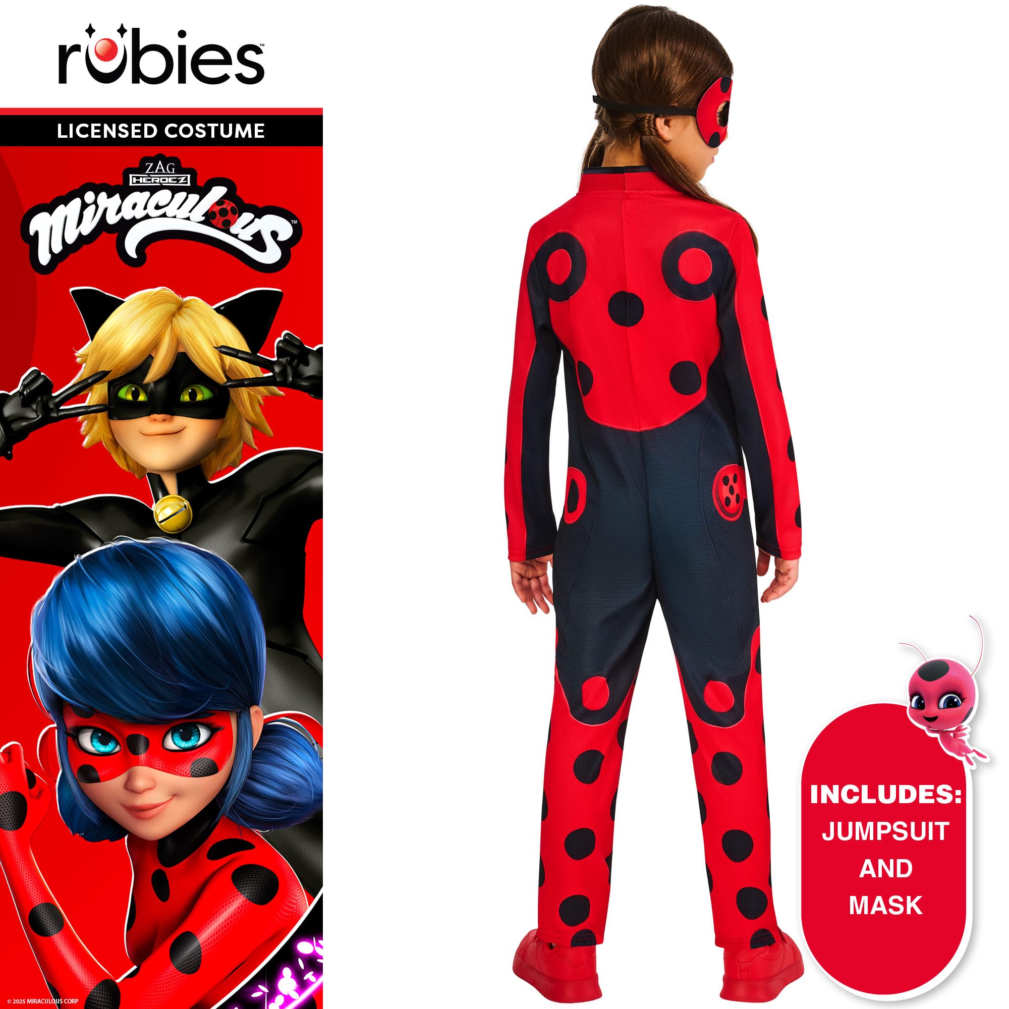 Rubies Official Zag America Miraculous Ladybug Child Costume, Kids Fancy Dress, Size Age 7-8 Years Halloween - Image 4