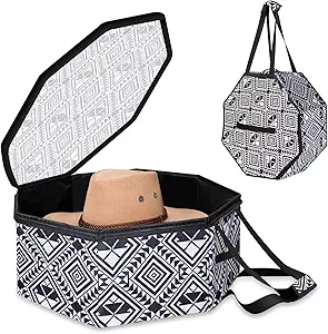 Large Hat organizer for Travel and Storage - Portable Cowboy Cap Organizer Case with Handles, Hat Box for Women Storage and Large Cap Bag for Men Carry (White)