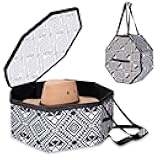 Large Hat organizer for Travel and Storage - Portable Cowboy Cap Organizer Case with Handles, Hat Box for Women Storage and Large Cap Bag for Men Carry (White)