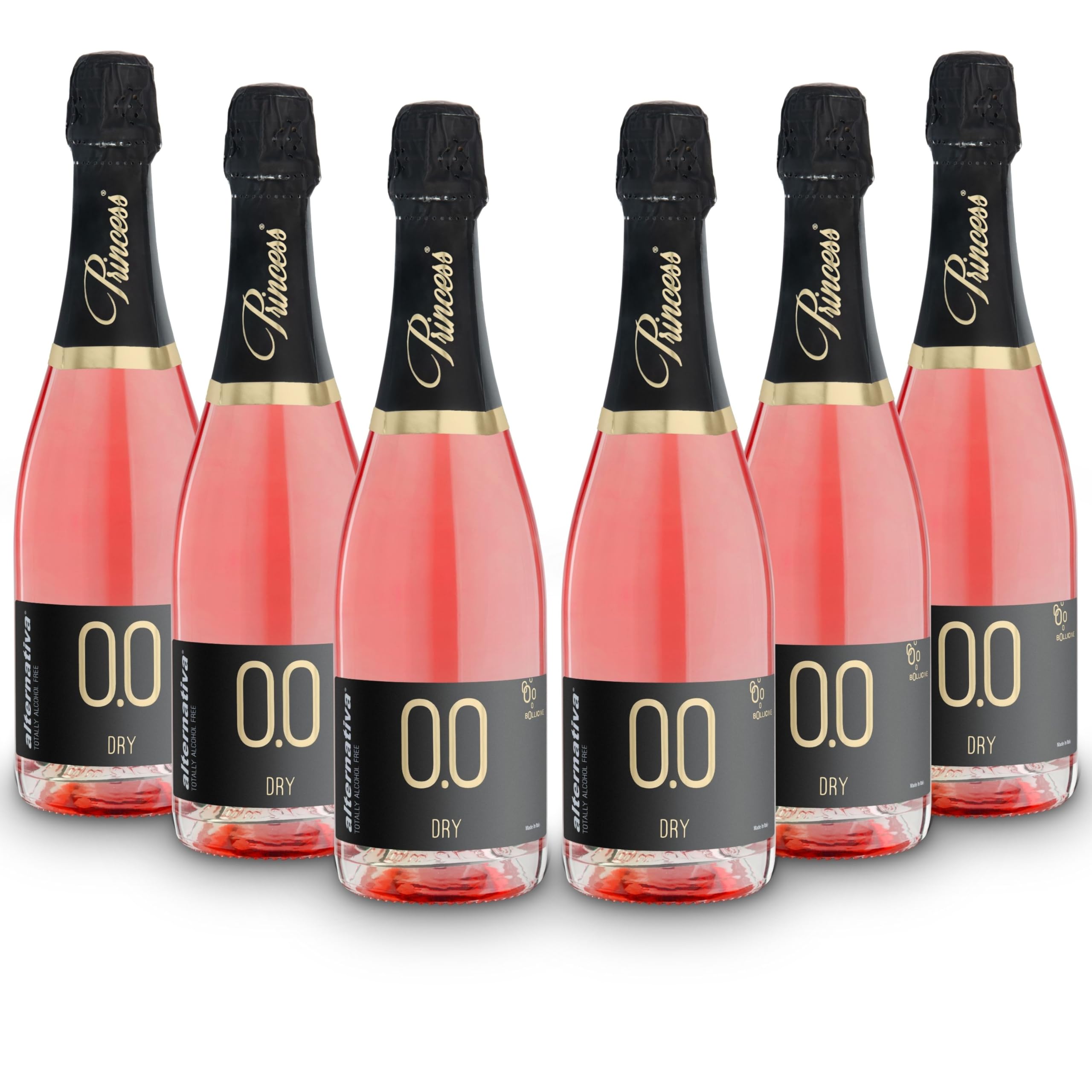 ALTERNATIVA Rosado Seco Espumoso Sin Alcohol 0.0% - 6 Botellas de 750 ml | Burbujas Italianas Desalcoholizado Premium - Ideal para Celebraciones y Regalos