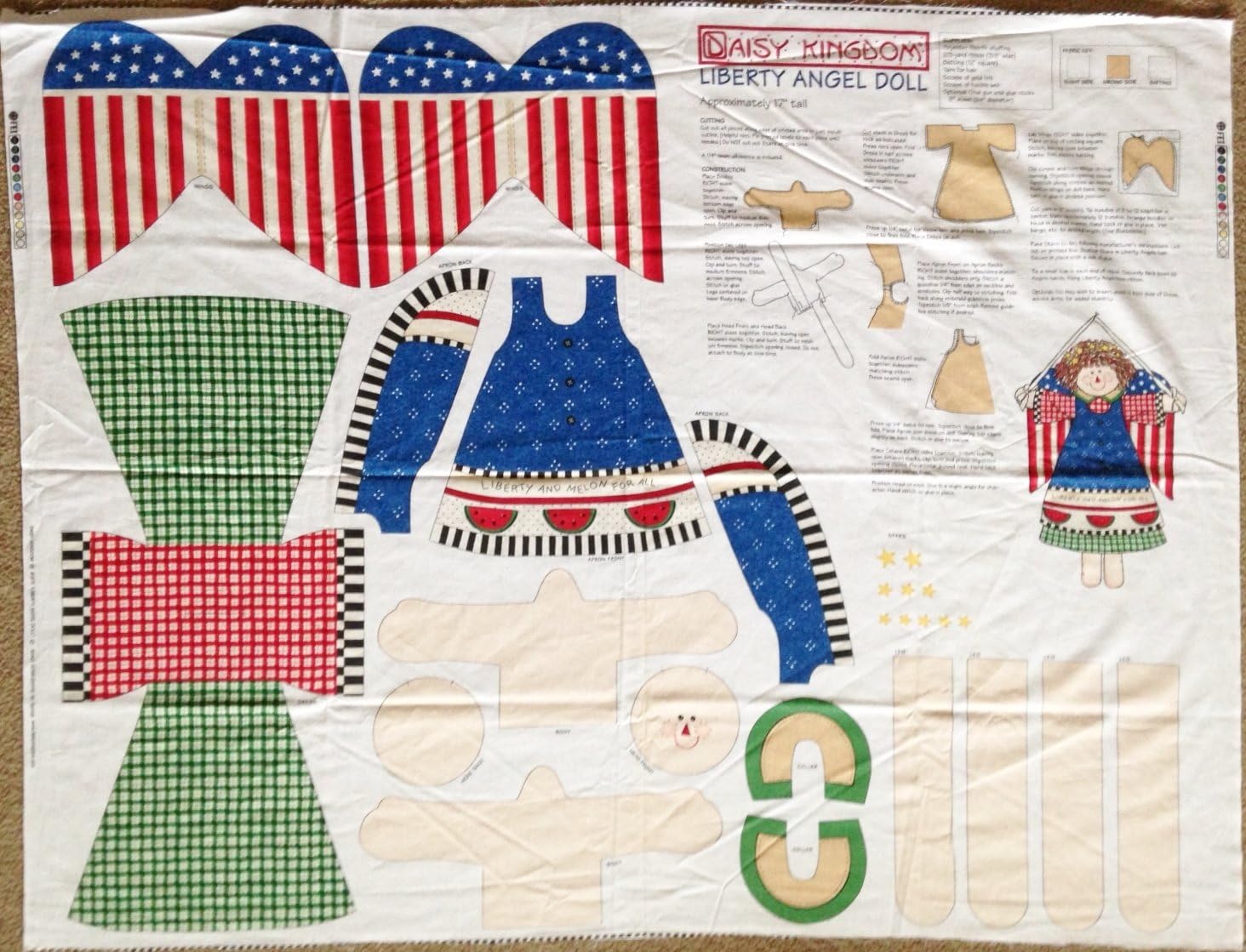 Red, White & Blue"Liberty Angel" Doll Fabric Panel (Great
