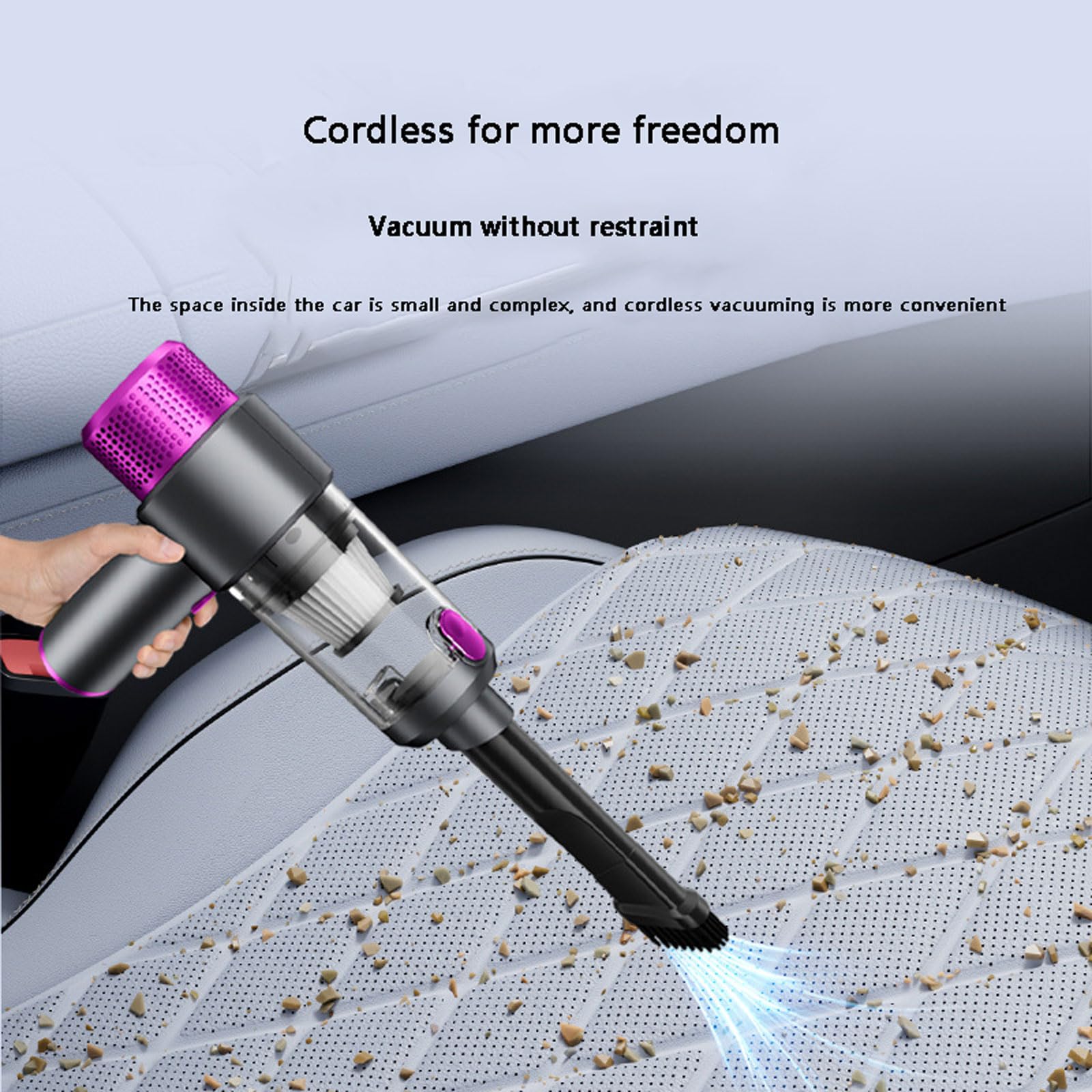 Aspirapolvere a mano, mini aspirapolvere ricaricabile tramite USB, aspiratore e soffiatore leggero per auto, casa e animali da compagnia(Ball Motor [Black Silver])